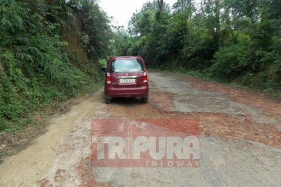 NEC road virtually shattered at Demdum area at Kamalpur: PWD Kumarghat division reluctant